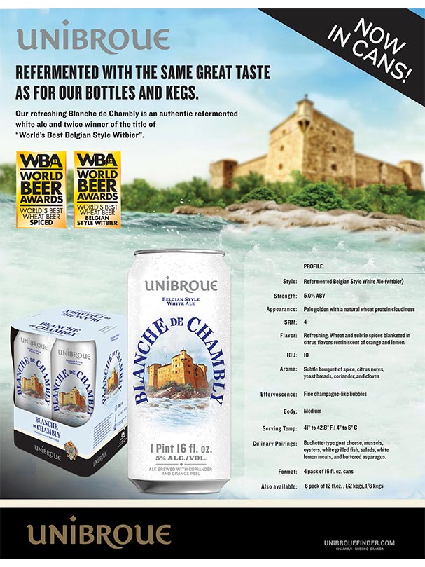 Unibroue Launches Blanche de Chambly in Cans